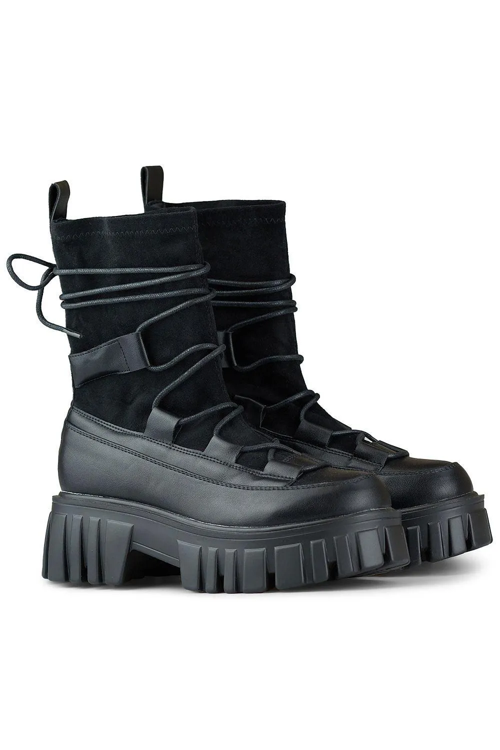 Chic Black Suede High-Top Boots
